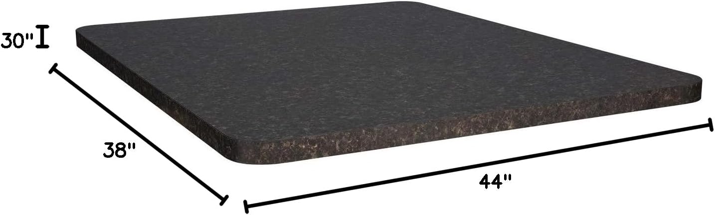 RecLite LS Dinette RV Table Top 30" x 38" - 44" with Optional Table Leg System | Surface Mount | Luna Imperial or Granite Chocolate | 2 Legs (Granite Chocolate, 38")