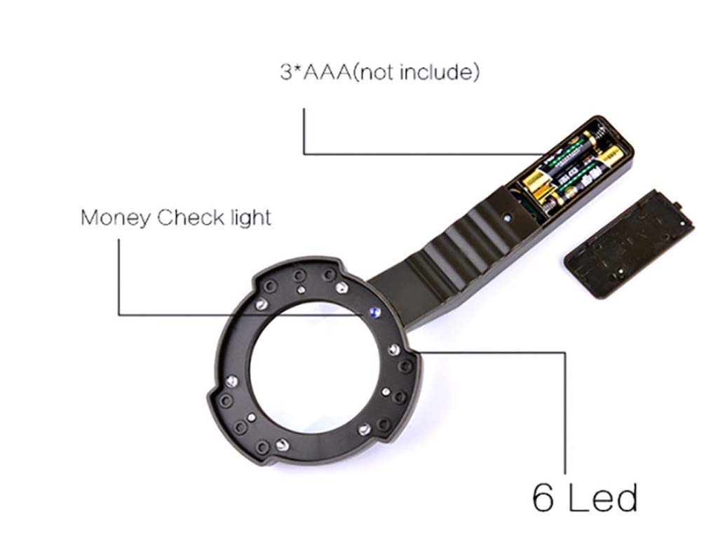 Lupa, educativa, investigación, lupa de mano con luz LED para exteriores + iluminación de lectura caritativa