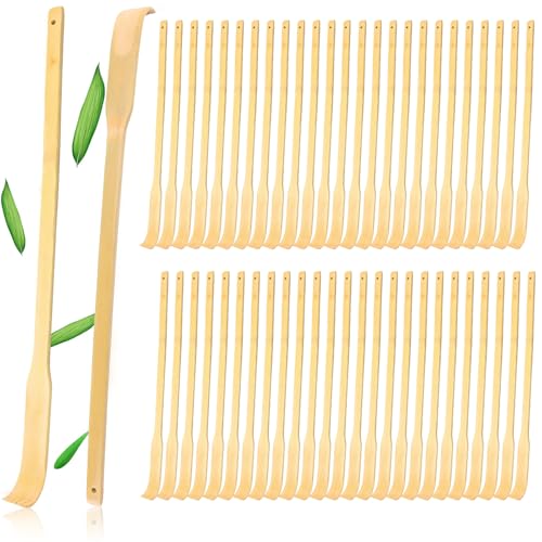 Bamboo Back Scratcher 50Pcs Christmas Stocking Stuffers Bulk Party Game Prizes for Adults 16.5 Long Handle Traditional Polished Thick Body Massage for Elderly Men Women Adults Family Nursing Gifts