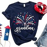 Famitrendz Personalized 4th of July Grandma Shirt, Custom Firework America Flag Grandma Mom and Kids Names Shirt, 4th of July Gifts, Patriotic Mom Shirts, Independence Day Shirts for Women