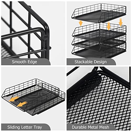 image for Tunnkit Stackable Letter Tray Paper Organizer, Metal Desk Organizer Tr