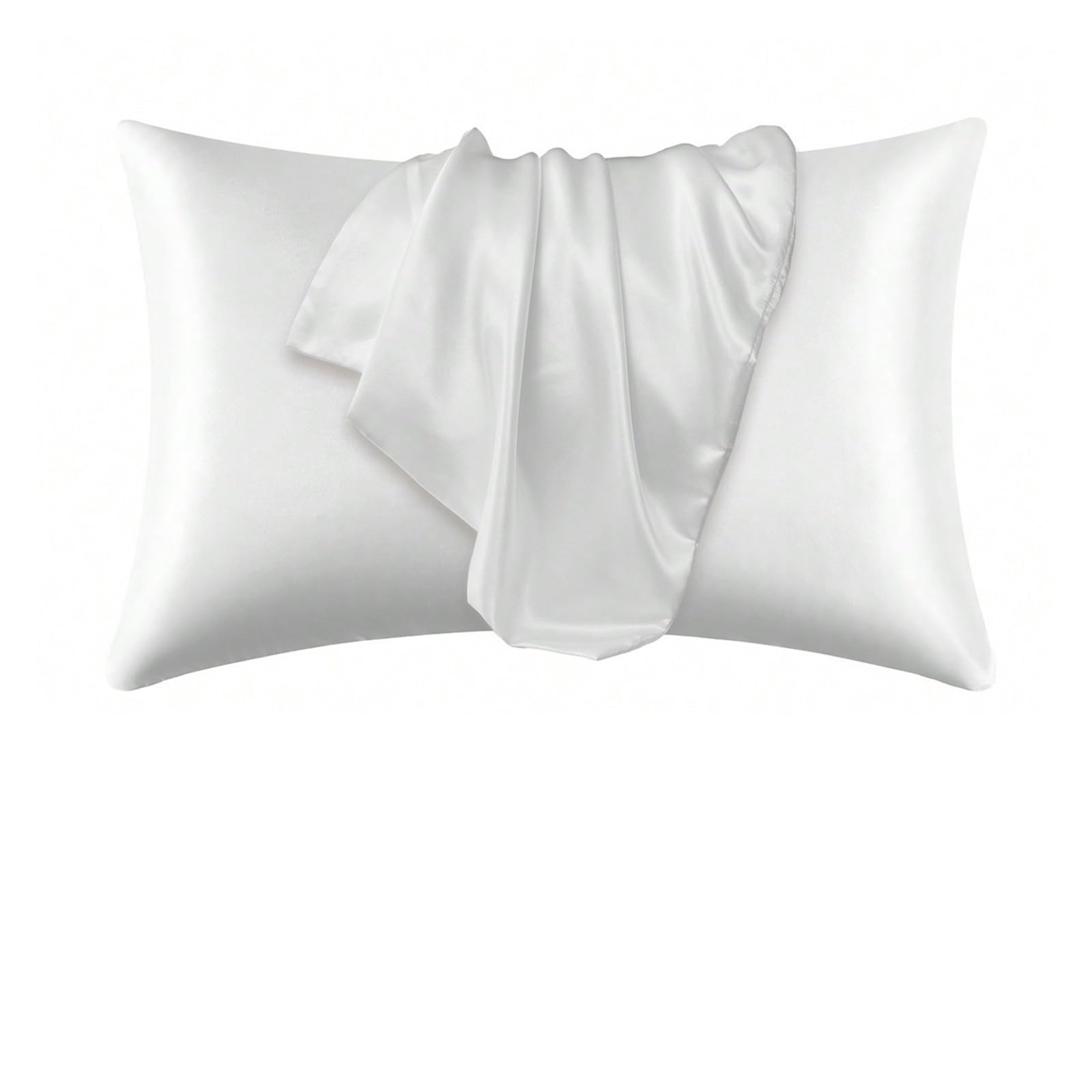 Silk Pillowcase 2 Pcs Pillowcase Silk Satin Pillowcase Pillow Cases Silky Pillow Cover Envelope Closure(WHITE,20x30 inch)