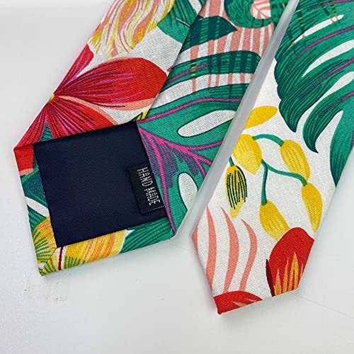 Image of Mantieqingway Floral Ties for Men Skinny Cotton Tie Flower Necktie