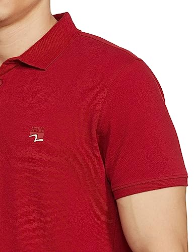 Image of Spykar Men's Slim Fit Polo Neck Half Sleeve Solid Casual T-Shirt