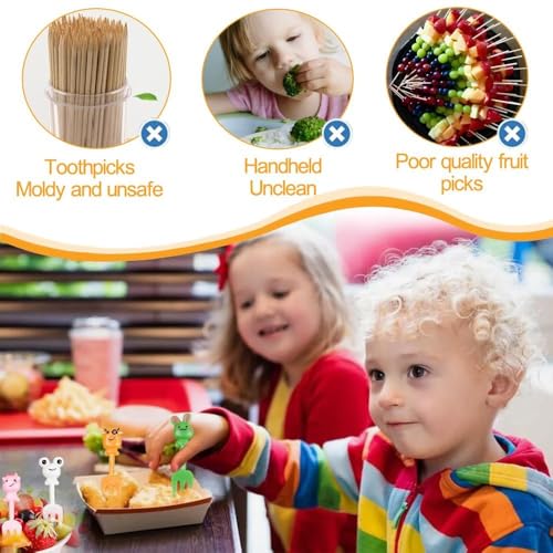 Miniatura 6 de Azlanway Animales Tenedores De Frutas De Plástico, 60 Unidades, Reutilizables Para Niños, Selecciones De Comida, Tenedores Fiambrera, Té Y Cumpleaños