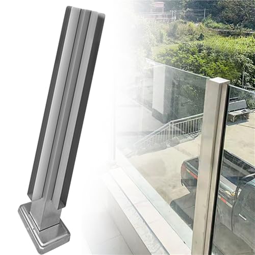 Outdoor Deck Fence Glass Railing Post, Patio Deck Balcony Vitreous Balustrade Column, Indoor Stair Railing Kits, Stainless Steel Baluster Posts(B-Corner,Height 48in/120cm)