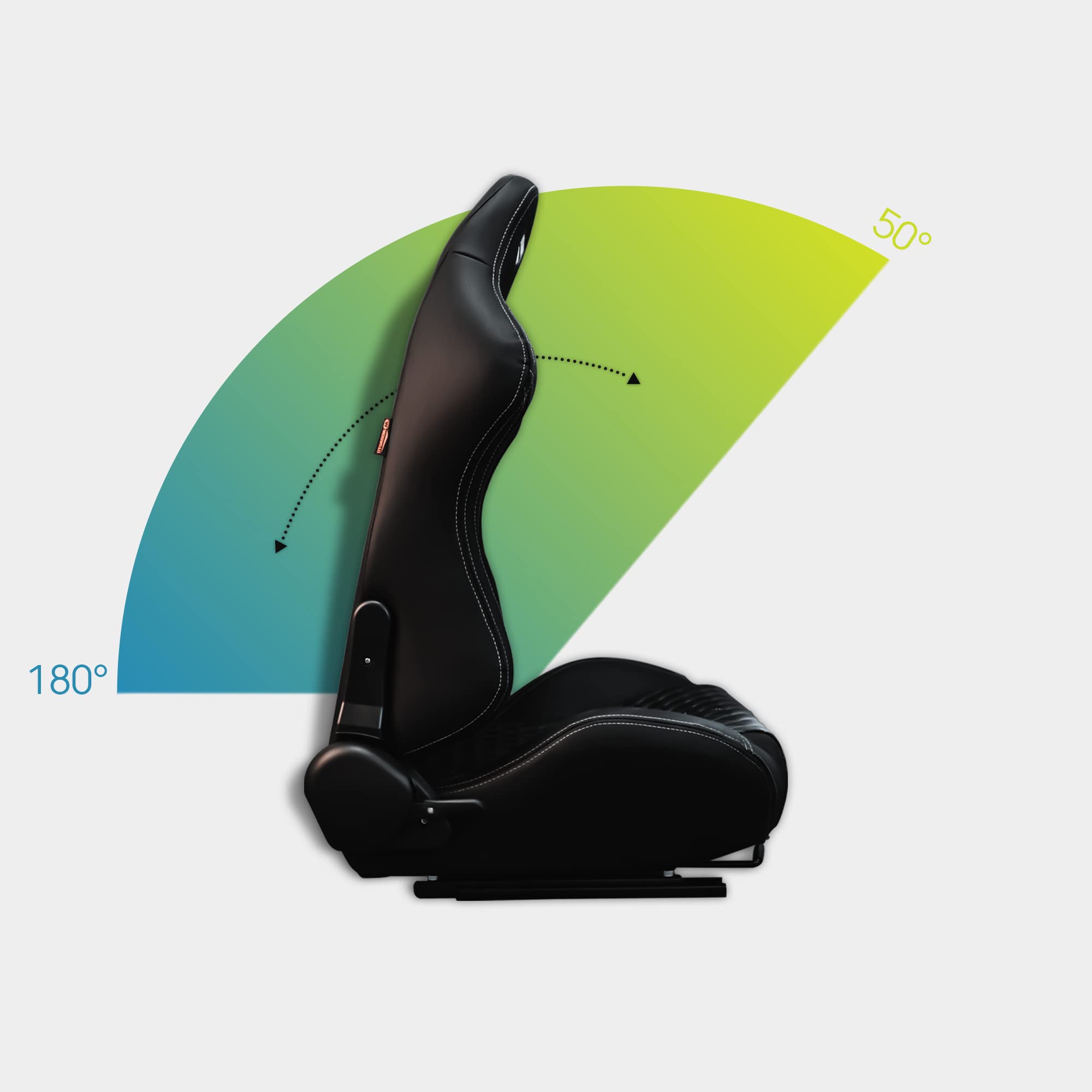 M MODAUTO Asiento Deportivo Coche,Semibaquet Deportivo Ajustable,Adaptable para Coches,Ríeles Incluidos,para Coche y Simulador de Conducción,Modelo M-N590L,Negro y Costura Blanca Logo