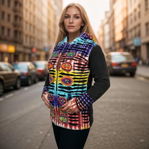 Agan Traders 2025 Spring Bohemian Gypsy Hippie Patchwork Fall Embroidered Jackets for Women - Fleece Insulated Zip Up Hoodies2