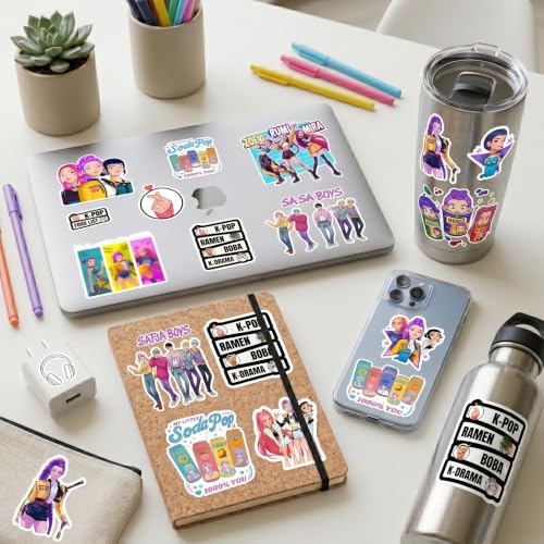 Image of AtOdds - 65 Pcs Kpop Hunter Girls Sticker Bundle - Hunterix - Premium Matte Waterproof Vinyl Stickers for Water Bottles, Phones, Laptop, Notebook Journal & Other Crafts
