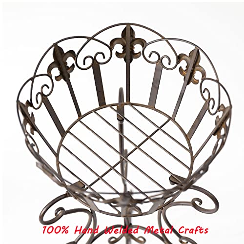 2 Pack Metal Tall Plant Stands, 25 Inch Wrought Iron Plant Stand, Heavy Duty Fleur-De-Lis Pot Stand Pedestal Holders, Unique Decorative Potted Planter Display Rack For Indoor, Outdoor, Patio, Lawn, Garden #TOP3