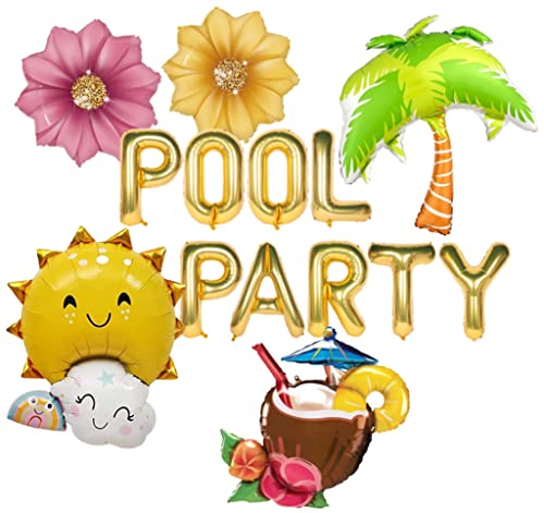 Image of Atpata Funky Pool Party Foil Balloons Combo - Perfect for Poolside Party Celebrations, Birthdays, Wedding Events and Summer Parties