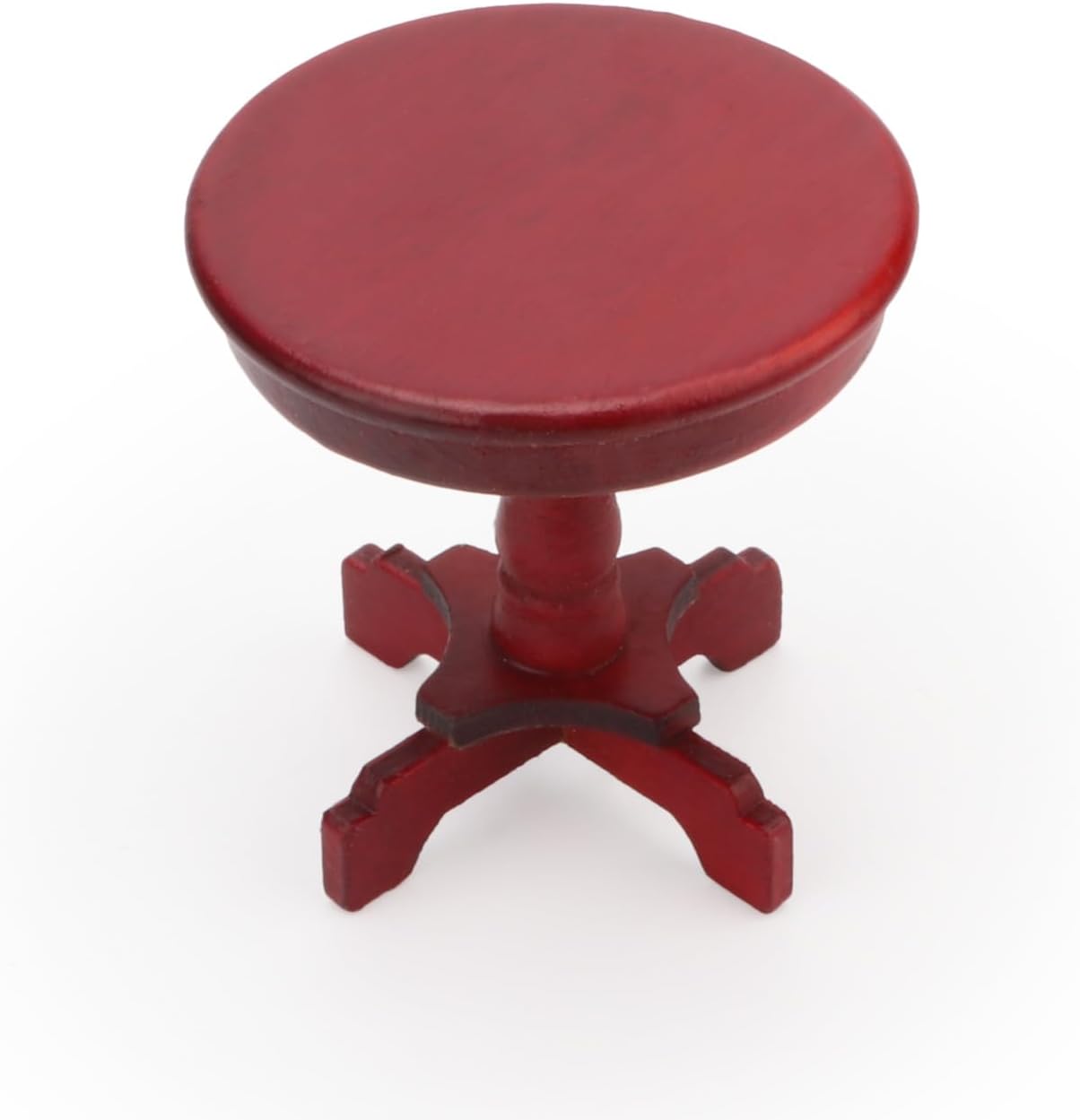 Miniature Dollhouse End Table 1:12 Scale Wooden Furniture Round Side Tea Table Model for Dollhouse Acessories Coffe Table Living Room Scene Decoration (Red)