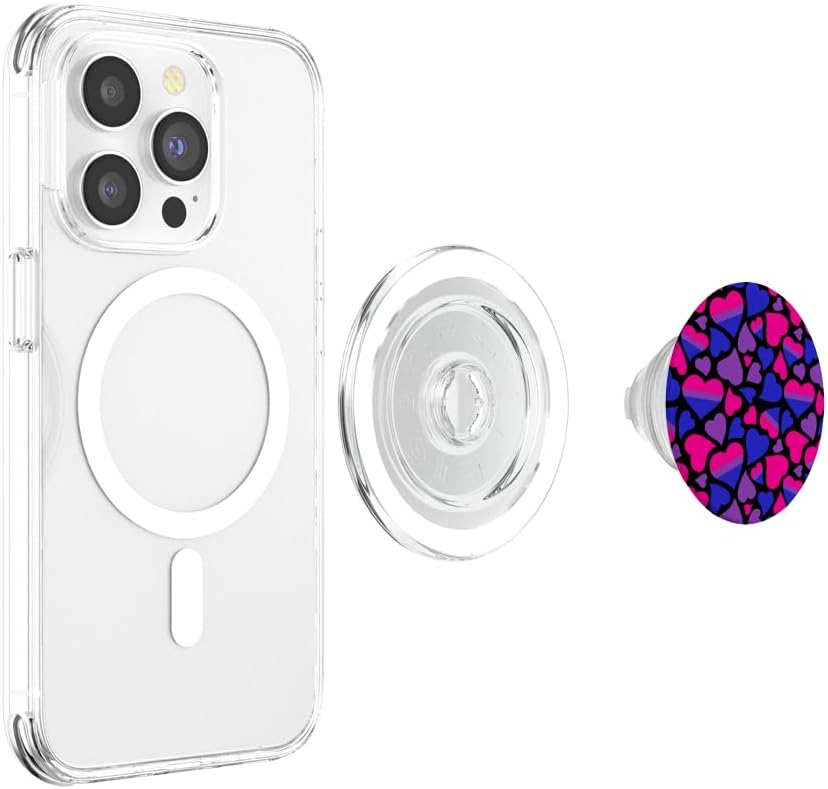Bisexual Bi Pride Flag Cute Heart Pattern Accessory PopSockets MagSafe PopGrip for iPhone