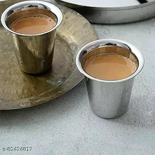 Image of Royals |Pack of 3 |Stainless Steel Indian Traditional Tea /Coffee Glasses | Steel Glass for Kids |Steel Glass|Tea Glass|Coffee Glass| (3)