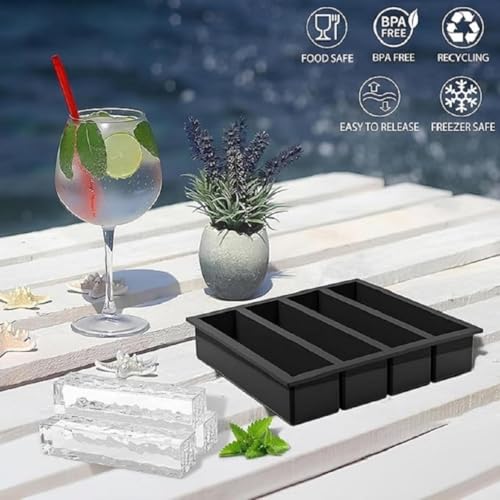 Image of Ice Cube Tray Flexible Multi-Compartment Freezer Tray Assorted Colours and Shapes (2 Pack 4 Big Long Flexible)