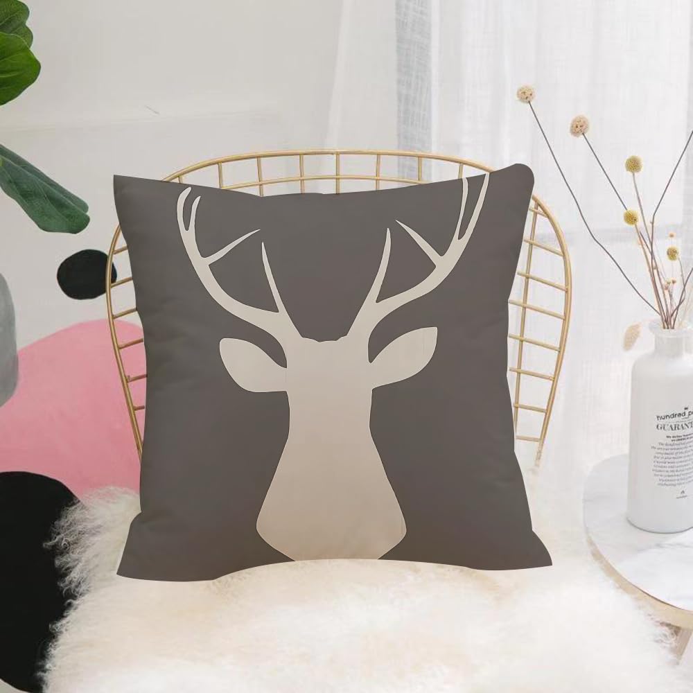 HYMSXW Cushion Cover,Throw Pillow Case Home Decorative for Living Room Bedroom Sofa Chair 20X20 Inch,Fawn deer portrait with horns isolated on white background. Vector illustration,Pillowcase 50X50cm