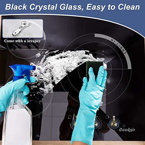 Cooksir 24 Inch Electric Cooktop, 3 Burner Built-In Ceramic Cooktop 220-240V, 5700W Electric Stove Top With Residual Heat Indicator, Over-Temperature Protection, Knob Control, Wiring Required, No Plug #TOP5