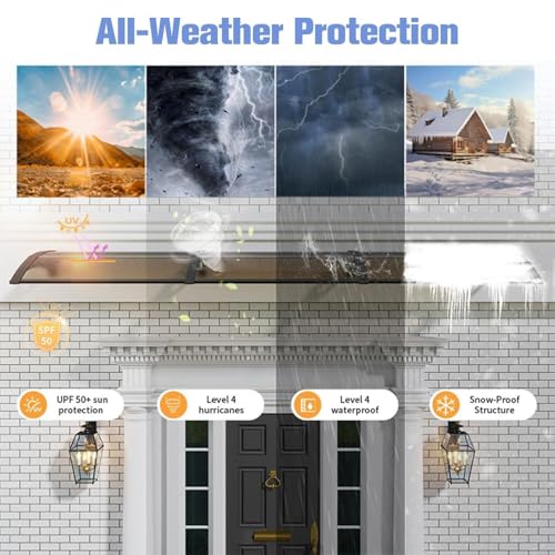 Auvent de porte noir 60x100 cm imperméable et anti-UV pour l'entrée de maison