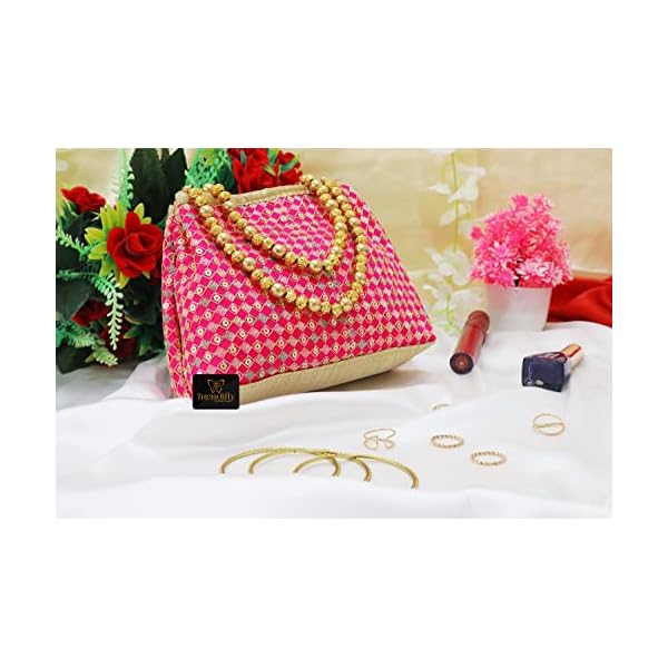 Trendifly Wedding potli bag for women Traditional Embroidered ethnic Potli ladies handbag Handicraft batwa for bridal girls evening party batua purse - Image 5