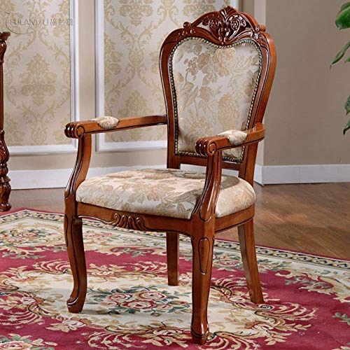 Shilpi Sheesham Wood Back Comfort Seating Chair Hand Carved Armrest Royal Dining Chair for Home & Office (Brown, cream)-image-18