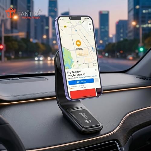 Image of TANTRA 360 Rotating Car Phone Holder for Dashboard - Flexible Adjustable Mobile Stand with Memory Spring Clip | Universal Smartphone Mount for iPhone, Samsung & All Mobile Phones