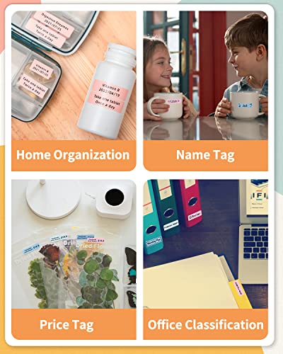 Phomemo Thermal Label Paper Adhesive Label For Q31/Q30S/D35 Label Makers, Pink/Ice Blue/Sky Blue, 3/8" X 1 1/2" (12Mm X 40Mm), Strong Adhesion, Waterproof, 3 Rolls #TOP5