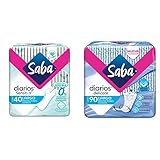 SABA Diarios Sensiti-v, Protectores Diarios Largos, 40 Piezas, color, 40 count, pack of/paquete de 1 + Protectores Diarios...