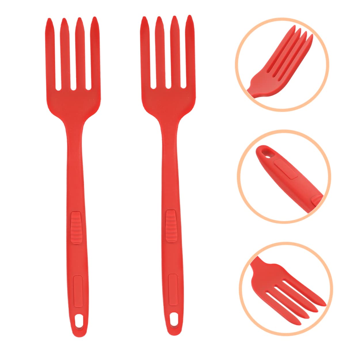 STOBAZA 2Pcs Ergonomic Silicone Cooking Fork Large Salad Mixing Fried Noodle Forks for Home Gadgets for Families and Restaurants