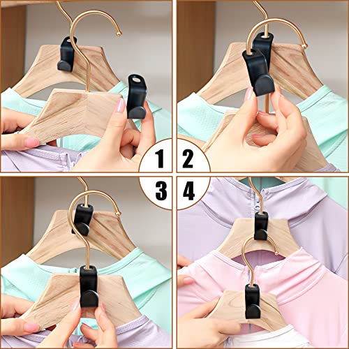 Verbindungsgriff für Kleiderbügel, 60 Stück Kleiderbügel Clip Krawattenhalter für Kleiderschrank perfekt als Accessoires Organizer Kleiderschrank (Schwarz)