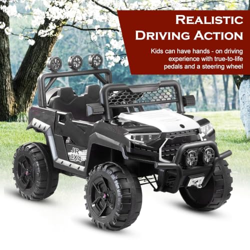 Image of Norman Jr Battery Operated 4x4 ATV Runs on Garden & Sand Surface | Jeep Toy with Remote+Steering+RGB Light+Mp3 USB Music | Rechargeable Car for Kids to Drive 3 to 12 Years | XLarge Size (Black)
