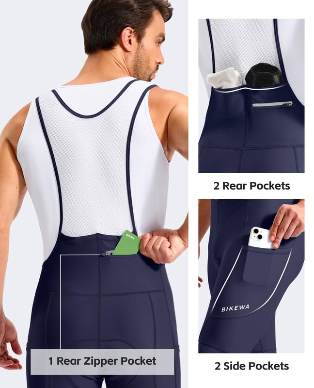 Bikewa Men's 4D Padded Bibs with Pockets