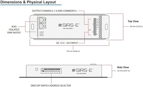 Miniatura 6 de SIRS-E DMX-CON6 LED DMX decodificador 6 canales RGB controlador 6ACH, 12-24V DC, 432-864W