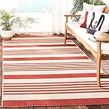 Safavieh Courtyard Collection CYL7062-238A Beige and Red Indoor/ Outdoor Area Rug (5' x 8')