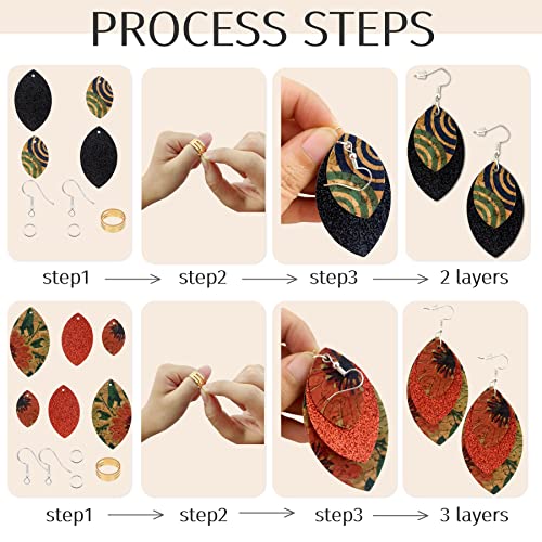 Aouxseem 321 Pcs Faux Leather Earrings Diy Making Kit For Beginners, Contains 96 Pre Cut Evil Eye Earring Pieces With Hooks Jump Rings Opener Earring Display Cards And Self-Adhesive Bags (Real Cork) #TOP4