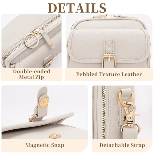 Sac à bandoulière en cuir végétalien triple compartiments compact