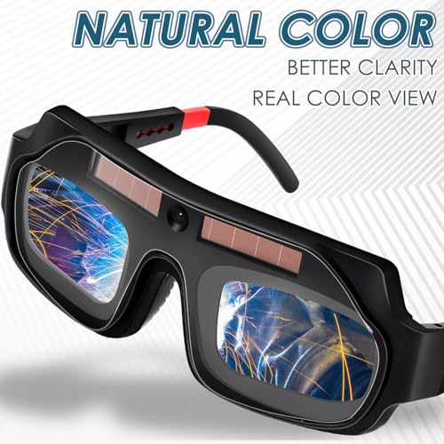 Image of 13PCS Auto Darkening Welding Goggles, Welding Goggles, Safety Goggles, Glasses Safety Protective Solar Powered Auto Darkening with Replaceable Lenses for Arc Welding & Grinding