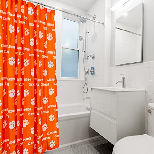 Image of Everything Comfy Clemson Tigers Bright and Colorful Shower Curtain Cover 70 inch x 72 inch
