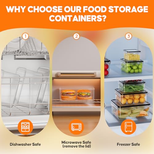 30PCS Food Storage Containers(15 Tubs + 15 Lids) Plastic Food Containers with Lids, Meal Prep Container Reusable with Labels & Pen, Airtight Leak-Proof, BPA Free - Image 6