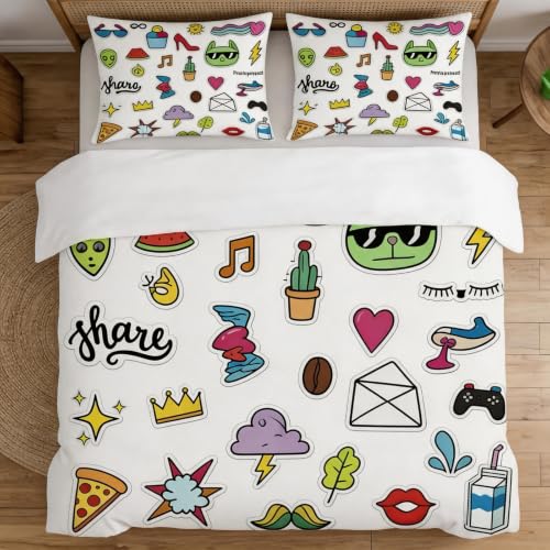 Housse de Couette 90x190 Microfibre Infroissable Motif Mignon Original - 4