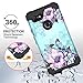 Casetego Compatible Google Pixel 2 Case, Floral Three Layer Heavy Duty Hybrid Sturdy Armor Shockproof Full Body Protective Cover Case for Google Pixel 2, Blue