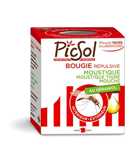 PicSol Bougie Répulsive Mouches Moustiques Actifs 100% Végétal Cover