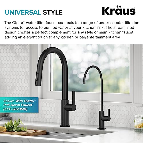Image of KRAUS Oletto Single Handle Drinking Water Filter Faucet for Reverse Osmosis or Water Filtration System in Matte Black, FF-103MB