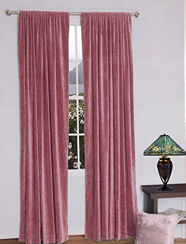 Fascination Royal 100% Thick Cotton Velvet Lined Curtain Rod Pocket (54''w X 95''h, Carnation)