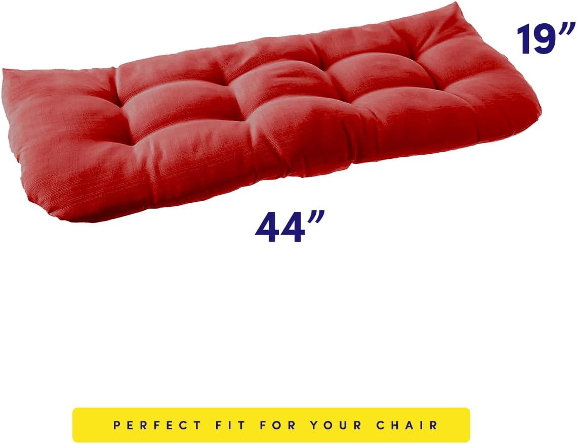 Sweet Home Collection Patio Chair Cushions Outdoor Loveseat Lounge Seat Pads Premium Comfortable Thick Fiber Fill Tufted 44" x 19", 1 Count (Pack of 1), Red