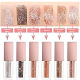 Coosa 8PCS Glitter Colorful Liquid Eyeliner Long Lasting Waterproof Eyeliner Shimmer Pigment Silver Gold Metallic Glitter Eyeshadow