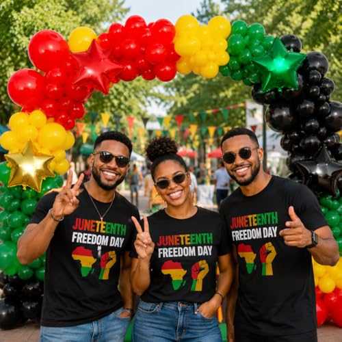 Image of 152Pcs Juneteenth Balloon Garland Arch Kit - Red Black Green and Yellow Different Size Balloons for Africa American Independence Freedom Day Theme Black History Month Party Decorations