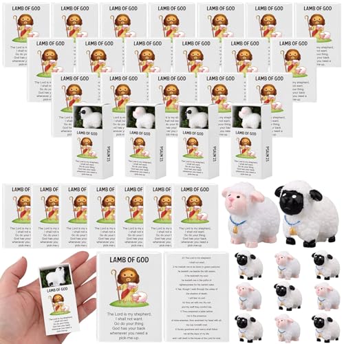 Furbeko 50 Sets Mini Sheep Figurines Lamb of God Figures
