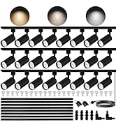 Dimmable LED GU10 Black Track Lighting Kit with Replaceable GU10 Bulbs,24-Pack All-in-One Plug in...