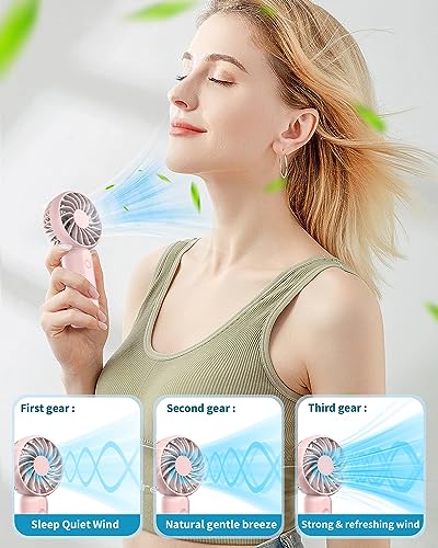 Image of ARCTICOOL High Speed Portable Fan - 100 Speed Adjustable Mini Fan - With Screen Display Hand Fan - Lightweight Design, Low Noise, and Easy Portability for Indoor and Outdoor Use (Light Pink)