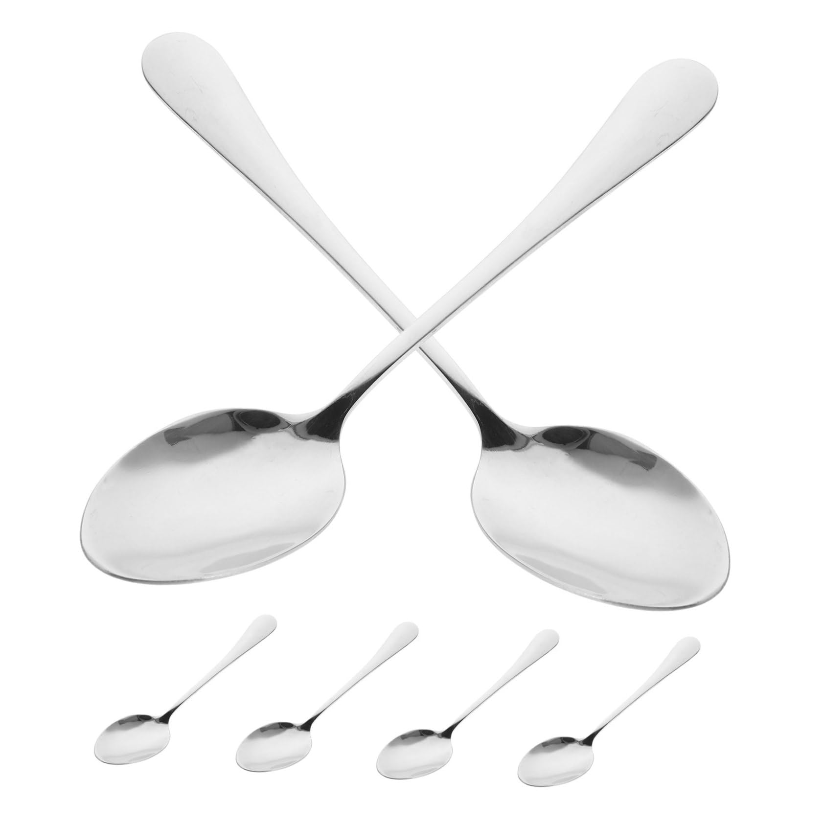 MOLUCKFU Stainless Steel Table Spoons Set 6pc Silverware for Serving Long Handle Salad Spoon for Family